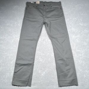 Levis 513 Jeans Mens 38 Gray Slim Straight Denim Bottoms Casual Zipper Raw Hem